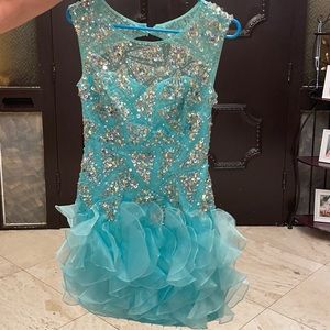 Aqua blue sequin cocktail dress